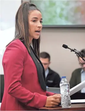  ?? DALE G YOUNG/AP ?? Olympic gold medalist Aly Raisman gives her victim impact statement on Jan. 19 in Lansing, Mich.