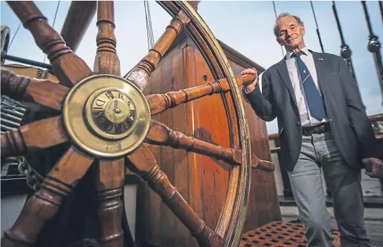  ?? Picture: Kris Miller. ?? On board: Falcon Scott, the grandson of legendary Antarctic explorer Captain Robert Falcon Scott, on board RRS Discovery before he officially opened the refurbishe­d conference suite and museum galleries at Discovery Point.