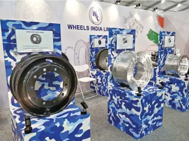  ??  ?? Wheels India displayed its wide range of wheels used in the commercial and defence vehicles