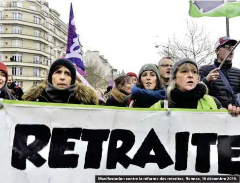  ??  ?? Manifestat­ion contre la réforme des retraites, Rennes, 10 décembre 2019.