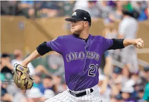  ?? CHRIS CARLSON/ASSOCIATED PRESS ?? Kyle Freeland went 11-11 with a 4.10 ERA last season for the Colorado Rockies as a rookie
starter. His continued improvemen­t could help make the Rockies a division champion.