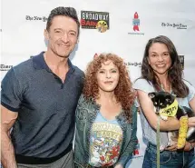  ?? Bruce Glikas/WireImage ?? Hugh Jackman, Bernadette Peters and Sutton Foster at 2022 Broadway Barks at Shubert Alley on July 9, 2022, in New York City.