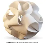  ??  ?? Elizabeth Turk, Ribbon # 9, Sphere, 2008. Grecian Pentelicon, 10 in. Courtesy Hirschl & Adler Modern.