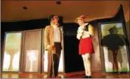  ??  ?? Honest John (Matthew Lupacckino) encourages Pinnochio (Crede Copper) to go into a life of theater.