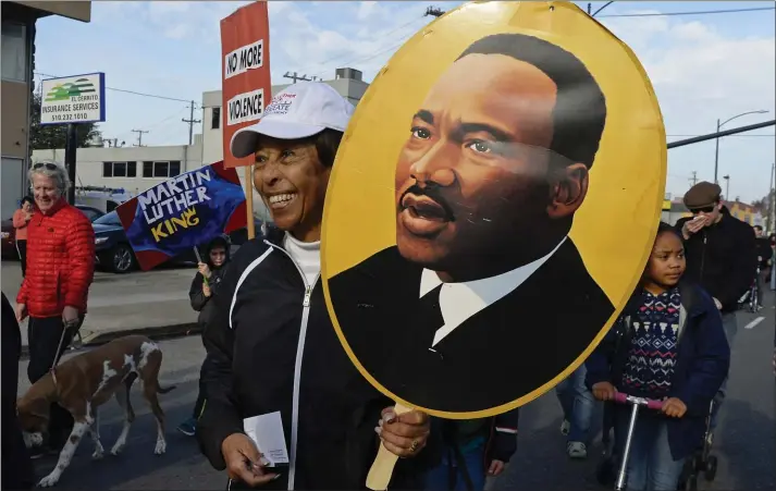  ?? STAFF FILE PHOTO ?? Billie Nichols, of El Cerrito, marches in the last year’s 29th annual El Cerrito Martin Luther King Jr. Day Celebratio­n in El Cerrito. The event returns this weekend.