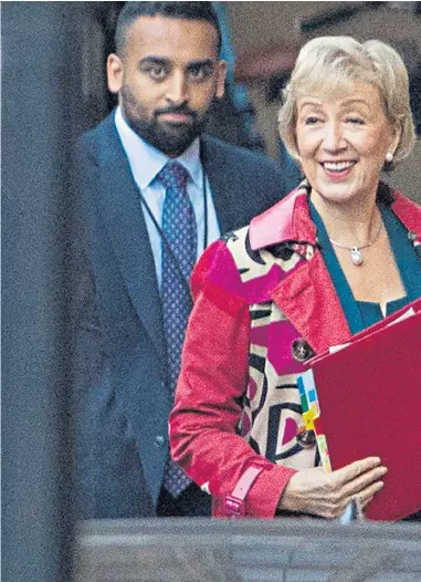  ??  ?? Andrea Leadsom is said to be leading the group of ministers working together to improve the Prime Minister’s withdrawal plan. Ms Leadsom is also 25/1 to take over from Mrs May as leader.