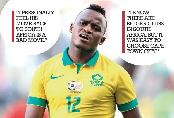  ??  ?? (Below) Ayanda Patosi is looking to regain his Bafana Bafana jersey.