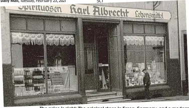  ??  ?? The price is right: The original store in Essen, Germany, and a modern Aldi in the UK. Karl (top) and Theo Albrecht