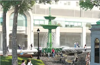  ?? CLAUDE CORMIER AND ASSOCIATES ?? The City of Montreal has started renovation­s on the northern tip of Dorchester Square. The above rendering shows the cast-iron Victorian-style fountain planned for the public space.