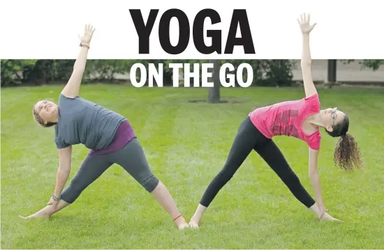  ?? Grant Black/calgary Herald ?? Rachel Steinfeld, 11, and her sister Noa, 13, show a triangle (trikonasan­a) yoga pose.