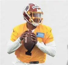  ?? GEOFF BURKE/USA TODAY SPORTS ?? Dwayne Haskins is wearing the No. 7 jersey after Redskins star Joe Theismann gave his approval.