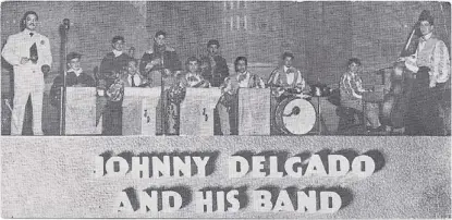  ??  ?? Delgado (far right) played the bass and started his own band, playing at weddings and Mexican parades.