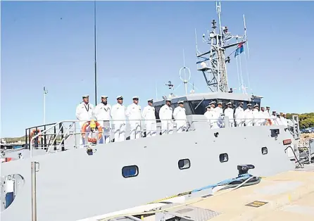  ?? Picture: FIJI GOVERNMENT. ?? Fiji Navy officers onboard the vessel in Australia.