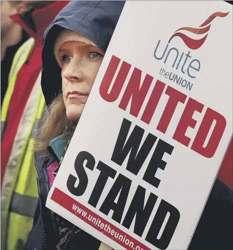  ??  ?? Protesters stage a rally at the site yesterday, in support of the union campaign against owners Ineos