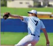  ?? PAUL DICICCO — THE NEWS-HERALD ?? Joe DiMattio, shown against Lake Catholic in 2017, was 4-1 with a 2.73 ERA last season.