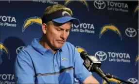  ??  ?? San Diego Chargers head coach Mike McCoy talks during a news conference after their loss against the Tampa Bay Buccaneers Sunday in San Diego. AP PHOTO