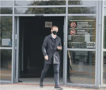  ??  ?? Sunderland AFC footballer Max Power leaves South Tyneside Magistrate­s Court.