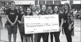  ?? Courtesy photo ?? Members of the Children’s Hospital Club at Washington Junior High School in Bentonvill­e ended the school year by presenting the Make a Wish Foundation with $10,034. Participat­ing were (first row, from left) Esther Schroeder from Make a Wish, Halle...