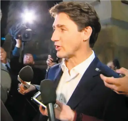  ?? CAPTURE D’ÉCRAN TVA NOUVELLES ?? Justin Trudeau n’a pas voulu donner de détails sur l’entente de l’ALENA survenue hier avec les États-Unis.