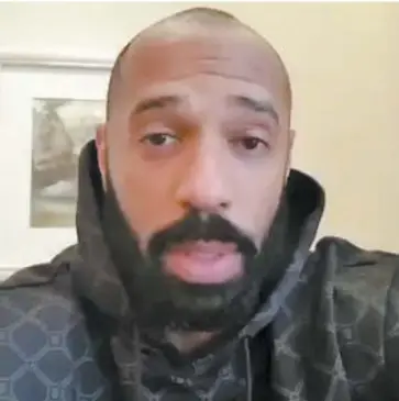  ?? PHOTO TIRÉE DE TWITTER ?? L’entraîneur de l’Impact de Montréal, Thierry Henry, avait livré un message aux partisans de l’équipe de soccer au mois de mars demandant de respecter les consignes.