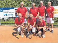  ?? FOTO: PRIVAT ?? Die Senioren 60 des Tennis Club Bad Saulgau: Hinten (v.l.) Michael Humpl, Claus Obert, Fritz Luib, Gernot Maier sowie Alexander Arnold, Elmar Trunk, Edwin Brillisaue­r