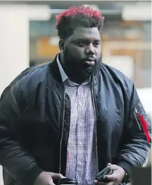  ?? PHOTOS: GAVIN YOUNG ?? During the first day of the second-degree murder trial in the death of Mylan Hicks, Stampeders offensive lineman Derek Dennis recalled what he saw outside a club in 2016 when Hicks was shot dead.