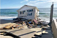  ?? National Park Service via AP, File ?? This image released by the National Park Service shows a collapsed beachfront home along Ocean Drive on Feb. 9 in Rodanthe, N.C.