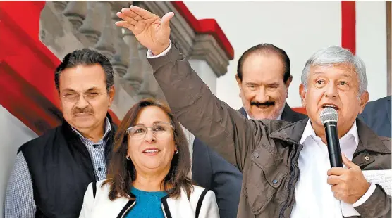  ?? JORGE GONZÁLEZ ?? Octavio Romero, Rocío Nahle y Alberto Montoya, parte del equipo del virtual presidente electo.