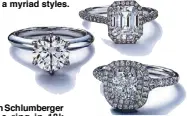  ??  ?? Ice, ice, baby: Tiffany offers diamond platinum engagement rings in a myriad styles.