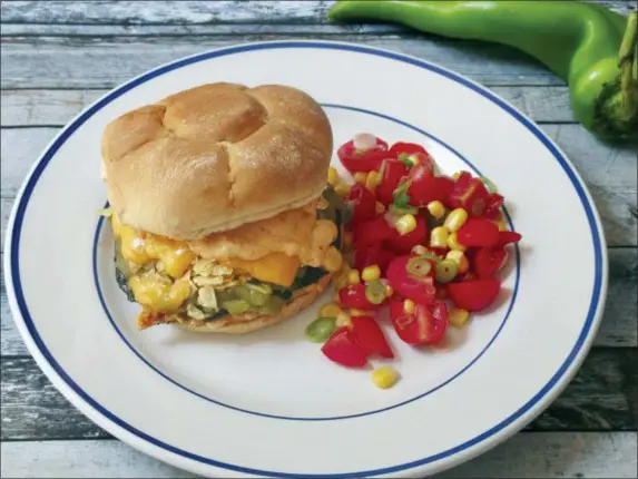  ?? SARA MOULTON VIA AP ?? Green chile cheese portobello burger