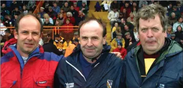  ??  ?? Adrian Walsh, Seamus Murphy and Jimmy Hayden - the Rathnure mentors in 2003.