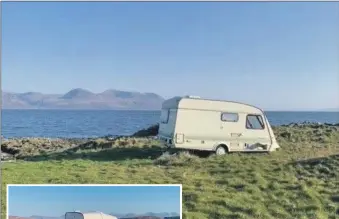  ??  ?? Above: The abandoned caravan on the shore by the Skipness road with Arran in the background.