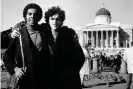  ??  ?? Brazilian music legends Caetano Veloso, right, and Gilberto Gil in Trafalgar Square during their exile in London. Photograph: Archive Caetano