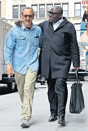  ??  ?? Terry Richardson and British Vogue editor Edward Enninful pictured in New York in May, and, left, Richardson with his wife, Alex Bolotow