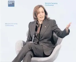  ?? ANDREW HARNIK/AP ?? On Saturday in Munich, Vice President Kamala Harris assured Ukraine’s President Volodymyr Zelenskyy: “Any threat to your country we take seriously.”