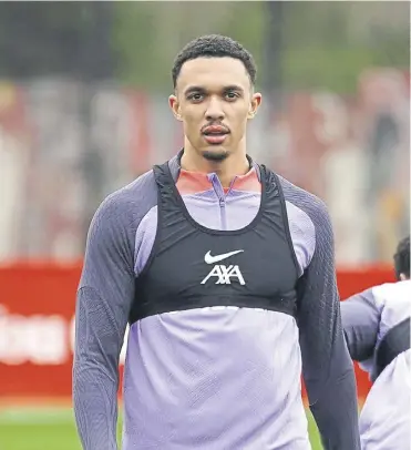  ?? ?? Liverpool’s Trent Alexander-arnold during the training session at the AXA Training Centre, Liverpool