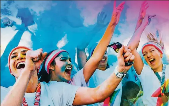  ?? CONTRIBUTE­D BY THE COLOR RUN ?? The Color Run comes to Austin on May 19. Organizers promise some new elements this time, including a trampoline photo.