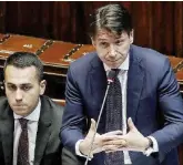  ?? Ansa ?? Prima settimana Giuseppe Conte con Luigi di Maio giovedì scorso per il voto di fiducia in Senato