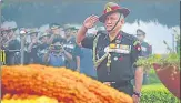  ?? PTI ?? ▪ Army chief General Bipin Rawat paying tribute to martyrs of 9 Gorkha Rifles regiment in Varanasi on Friday.