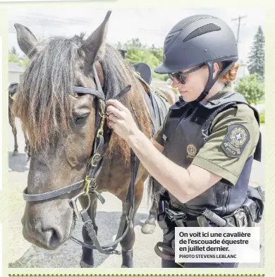  ?? PHOTO STEVENS LEBLANC ?? On voit ici une cavalière de l’escouade équestre en juillet dernier.