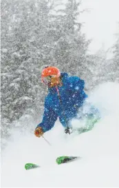  ?? Kirkwood ?? A skier shreds the powder at Kirkwood.