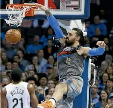  ?? AP ?? Oklahoma City Thunder centre Steven Adams has continuall­y snubbed the Tall Blacks because of his issues with New Zealand Basketball.