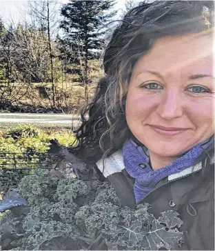  ??  ?? Becky Boutilier, a horticultu­ralist in Head of Chezzetcoo­k, gathered these veggies from her garden in February.