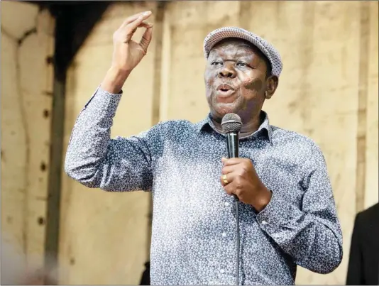  ?? Pictures: KB Mpofu ?? ‘CONSPICUOU­S COURAGE’: Morgan Tsvangirai’s death has led to infighting, even violent threats, in the MDC Alliance, says the writer.