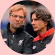  ??  ?? Da sinistra Jurgen Klopp, 50 anni, allenatore del Liverpool, e Zeljko Buvac, 56, suo assistente tecnico da 17 anni AP