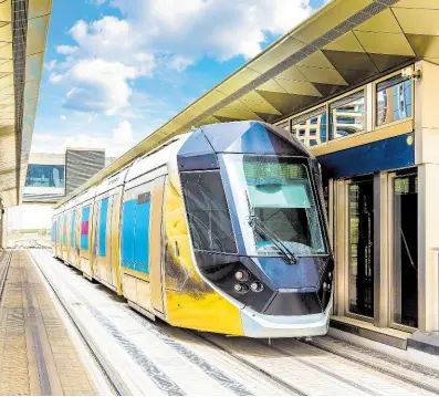  ?? ?? This photo shows a tram in Dubai, United Arab Emirates. Julian Robinson writes: A light railway system in the Corporate Area represents a forward-thinking approach to addressing the urban mobility challenges faced by Kingston.