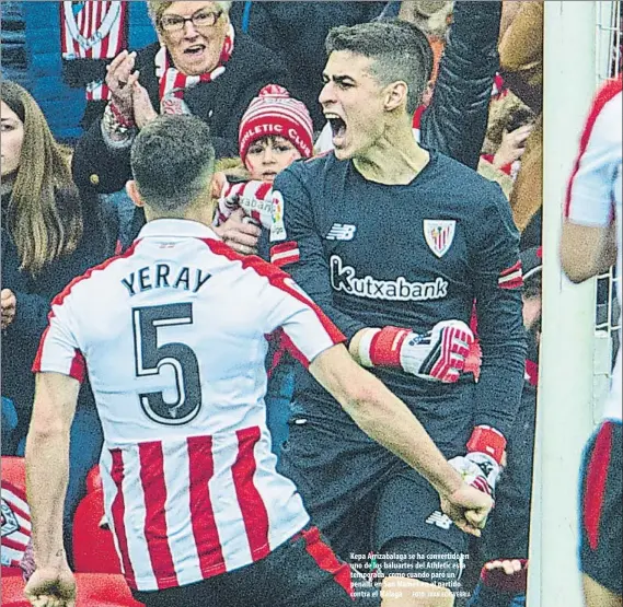  ?? FOTO: JUAN ECHEVERRÍA ?? Kepa Arrizabala­ga se ha convertido en uno de los baluartes del Athletic esta temporada, como cuando paró un penalti en San Mamés en el partido contra el Málaga