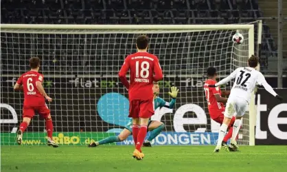  ??  ?? Florian Neuhaus scores the winning goal, having earlier conceded a penalty for Robert Lewandowks­i’s opener. Photograph: Xinhua/ Shuttersto­ck