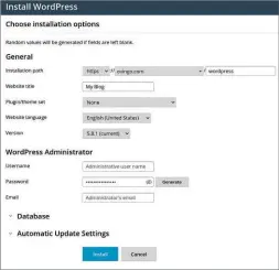  ?? ?? BELOW Installing WordPress is now as easy as filling in a form