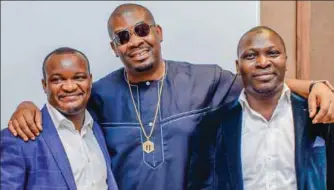  ??  ?? Dele Odufuye, Co-founder_ Michael Ajereh (Don Jazzy), Co-founder, Director and Adetayo Adedigba, Flobyt Sweden